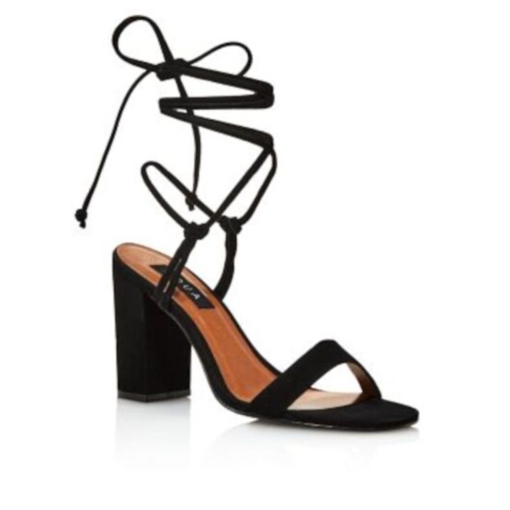 AQUA Black‎ kenso Strappy square Block Heel Sandals size 8.5